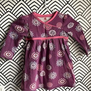 Tea collection dress size 3 long sleeve kimono purple and pink